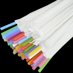 Tube bar Трубочки з коліном в індивідуальній упаковці мікс кольорів d-4,8 мм, L-210 мм (Пласт соломка)