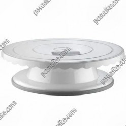 Кондитеру Блюдо кругле яке обертається біле d-335 мм, h-75 мм (Bora Plastik)