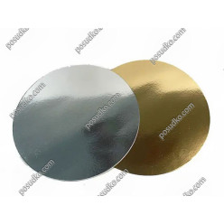 Підложка Підставка з фольгованого картону кругла золото, срібло d-130 мм, T-1,2 мм (Україна підложки)