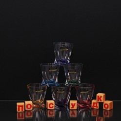 Quadro Склянка низька мікс кольорів 92 х92 мм, h-98 мм 340 мл (Bohemia)