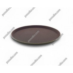Таця Піднос з антиковзаючим покриттям круглий коричневий d-280 мм (WAS)
